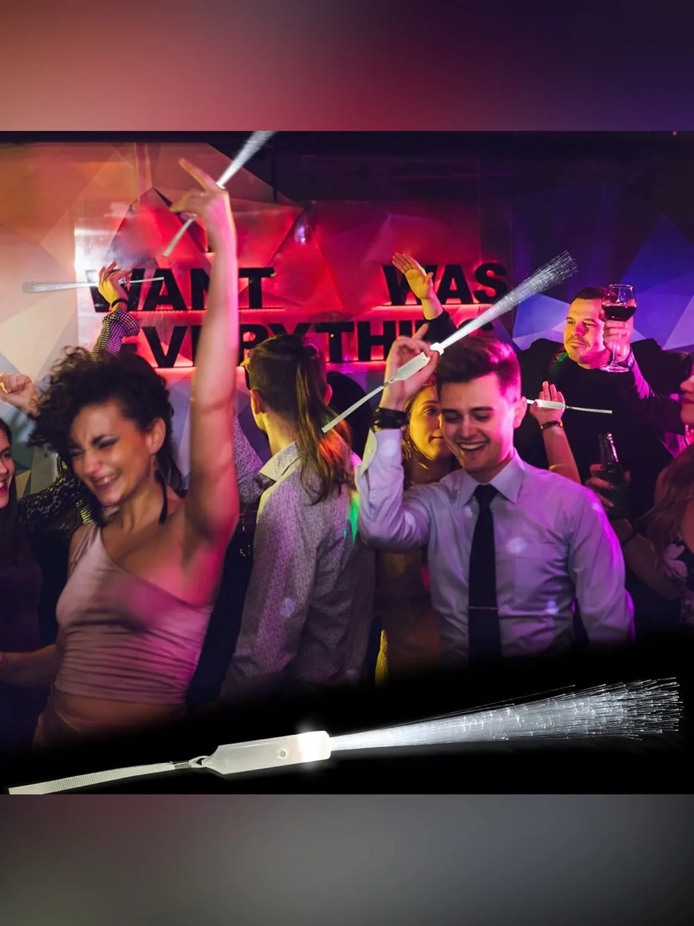 24 PCS Glow Party Favors- White LED Fiber Optic Wands- 3 Flashing Modes